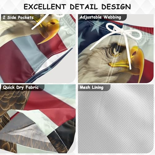 Eagle American Flag Boys Swim Trunks Kids Toddler Beach Board Shorts Teen Quick Dry Bathing Suit Swimsuit3