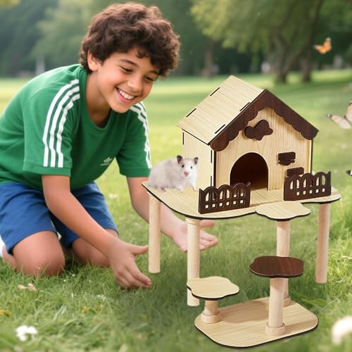 Château pour hamsters en bois accessoires de cage pour nid