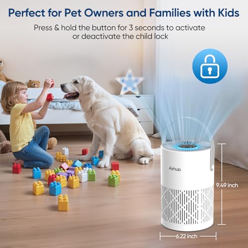 Image of Air Purifier for Bedroom Home, Covers Up to 880 Ft, True HEPA Quiet 3-in-1 Air Purifiers Filter, 20dB Sleep Mode, Air Cleaner, 360 Intake, Remove Dust, Smoke, Pet Dander & Odors, White