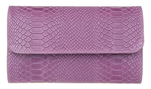 Girly Handbags ImpresiÃ³n de la serpiente del ante del bolso de embrague de cuero italiano