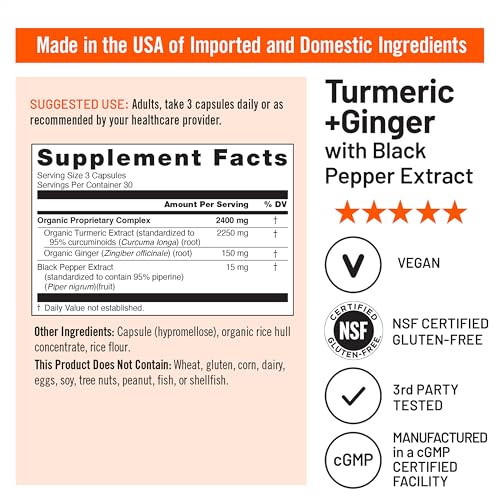 NatureWise Turmeric Curcumin + Ginger 2400mg Supplement, 90 Capsules - image 5