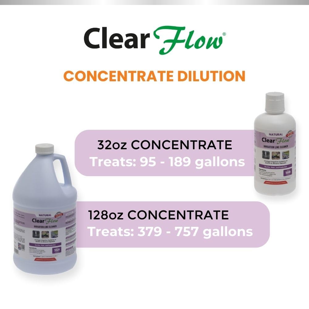 Nettoyant pour ligne d'irrigation Clear Flow – Débouche le biofilm et les dépôts minéraux | pour racines de plantes, supports de culture, idéal pour la culture hydroponique, l'aquaponie, les
