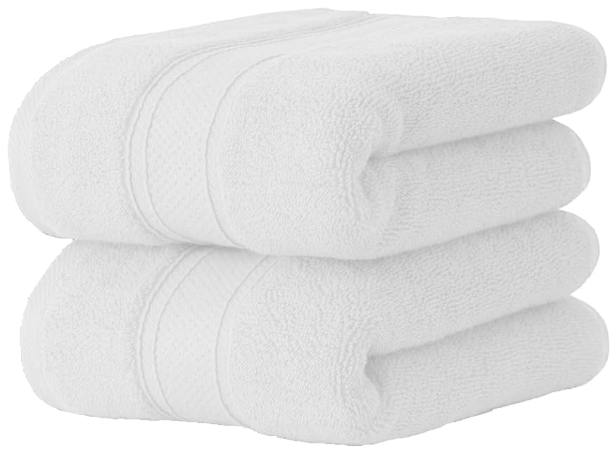 WovenWonder 2x Hand Towels 100% Egyptian Cotton (50x80cm, 800GSM) Hotel Quality & Highly Absorbent Luxury Extra Large Soft Hand Towel Set (White)