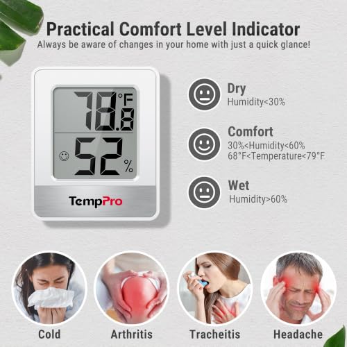 TempPro TempAir Digital Hygrometer Indoor Thermometer Humidity Meter | Room Thermometer with Temperature and Humidity Monitor, Mini Indoor Hygrometer for Home, Greenhouse, Cellar, Office, Bedroom view 5