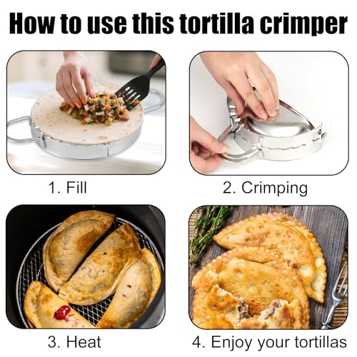 Penitue Tortilla Sealer, 6 Inch Diameter Stainless Steel Tortilla Press for Burritos Dumpling Crimper Kitchen Pasta Maker Essentials for Sandwiches, Burritos, Quesadillas, Pie, etc, Easy to Prepare - Image 4