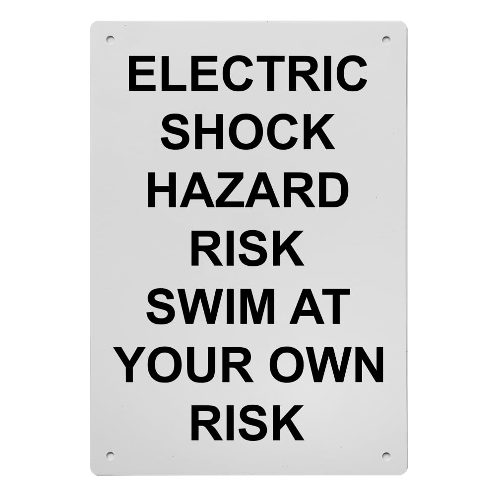 Electric Shock Hazard Risk Swim At Sign, 8.5 x 11 in