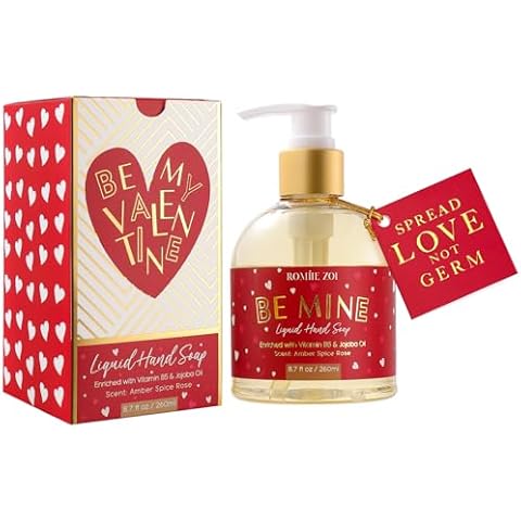 ROMIIE ZOI Mini Liquid Hand Soap for Valentine's Gift Basket- Be My Valentine - Infused with Romantic Rose Aroma - 260 ML / 8.7 FL OZ Cover