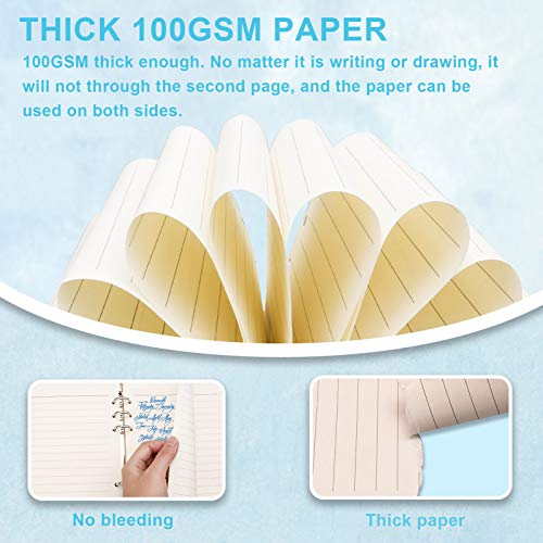 Kincown A5 Refill Paper, 6 Ring Loose Leaf Paper, 180 Sheets (360 Pages) Thick A5 Paper Lined Paper, 6 Hole A5 Ruled Paper Refills for Binder Planner Journal Notebook - Line