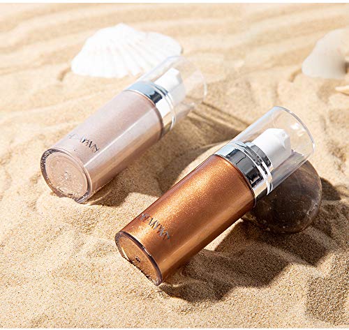 Highlight liquid, Luminizer Liquid Foundation Smooth Shimmering Skin Perfector for Face & Body Contour Makeup (Bronze Gold)