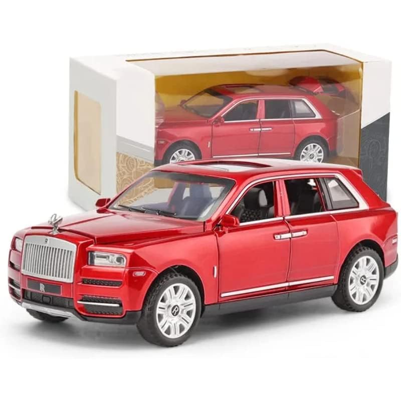 Image of 1:32 Diecast Rolls Royce Cullinan Toy Car Alloy Metal Vehicle with Pull Back Action Openable Doors Lights & Music Gift for Boys Girls Kids & Collectors (Red)