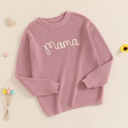 Mommy and Me Outfits Sweater Long Sleeve Crewneck Sweaters Family Matching Pullover Knitwear3