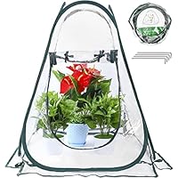 LATERN Pop Up Greenhouse Tent, Mini Grow House PVC Garden Flower Sunshine Room Portable Greenhouse Cover for Garden Plants Cold Frost Protect (70 x 70 x 80cm) - with 4Pcs Stakes