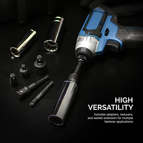 Image of NEIKO 00298A Impact Extension and Socket-Adapter Set, 1 /4-Inch Hex-Shank Drill Extension Set Made with CrV Steel, 7-Piece Kit