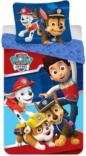 Parure Housse De Couette Paw Patrol - 140 x 200 Cm avec taie d'oreiller Paw Patrol (Parure de lit Pat Patrouille)