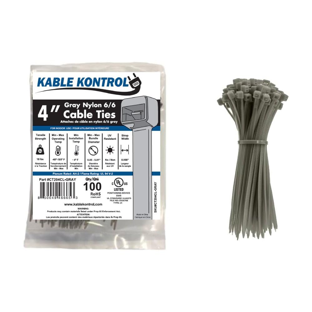 Amazon.com: Kable Kontrol Cable Zip Ties, 4 Inch, 100 Pcs, 18lbs
