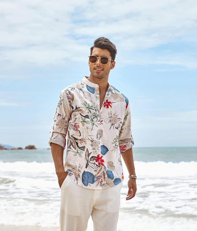 Image of Bellstone Men's Cotton Blend Solid Regular Fit Full Sleeve Short Kurta | Men's Trendy Short Kurta | Stylish Casual Lightweight Summer Kurta for Daily and Occasion Use