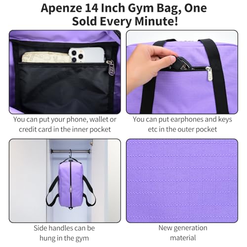 Image of Apenze Small Gym Bag 14 inch lightweight Carry On Mini Duffel Bag for Travel Sport - Purple