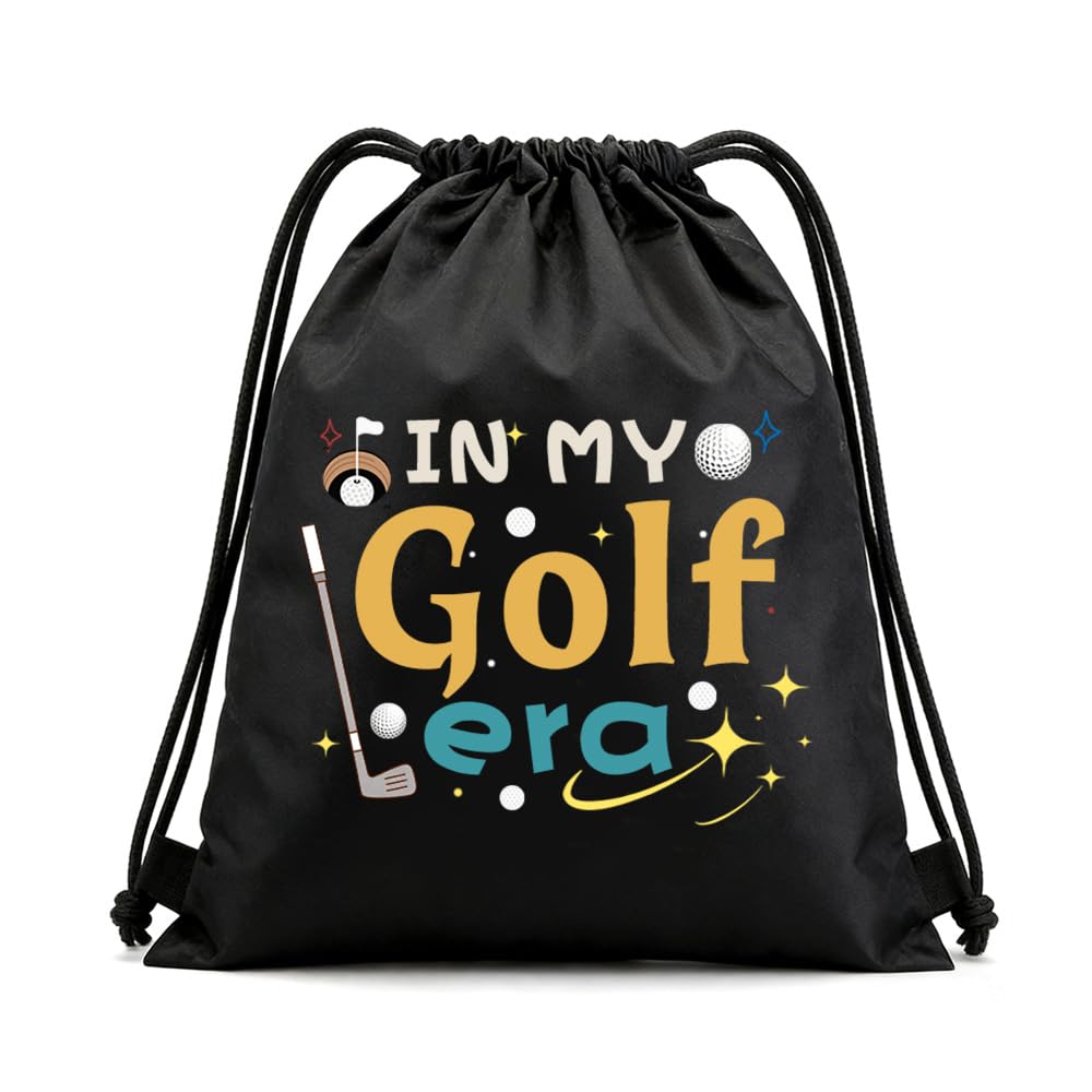 Black Golf Drawstring Bag Gifts for Sister Brother Graduation Gifts for Boys Girls Best Friend Golfing Birthday Gifts for Men Women Golfing Gifts for Boyfriend Girlfriend Golf Bag for Gym
