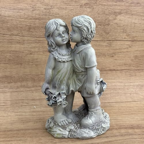Ozdoba ogrodowa, figurka małego chłopca i dziewczynki, miniaturowa ozdoba z żywicy, do domu i ogrodu