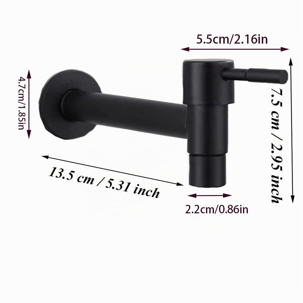 Grifo Exterior, Grifo Agua Jardín, Grifo Fregadero, Grifería Lavabo, Acero Inoxidable Montado en la Pared Agua Ahorrada Grifo para Baño, Fregadero, Balcón, Cocina (Negro1)