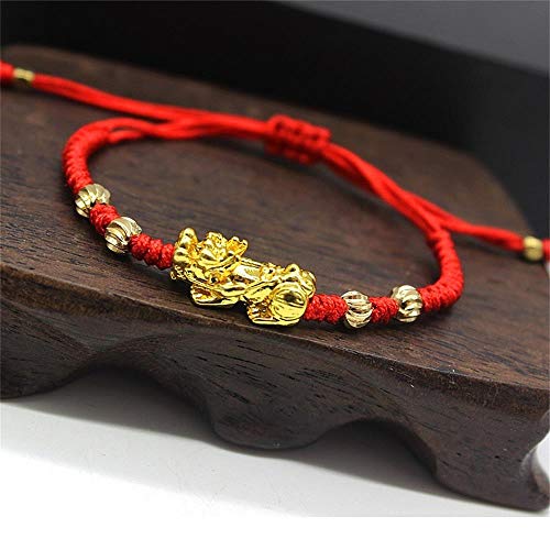 2 Pcs Pi Xiu Red String Bracelet Chinese Feng Shui Pi Xiu Kabbalah Red Rope Bracelet Gold Bead Handmade Strand Charm Bracelets Amulet for Men Women Good Luck Wealth Evil Eye Protection2