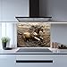 Tempered Glass Backsplash for Kitchen, Rearing Horse Glass Backsplash, Copper Look Backsplash for Kitchen Wall, Rustic Kitchen Backsplash, Easy to Install Stove Backsplash