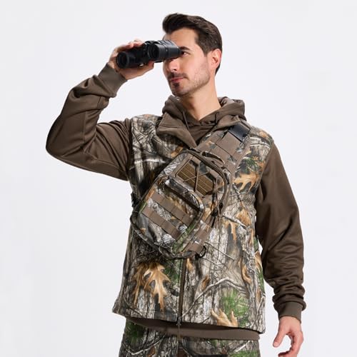 LOOGU Mens Camo Hunting Vest Softshell Fleece Lined Outdoor Fishing Outwear2