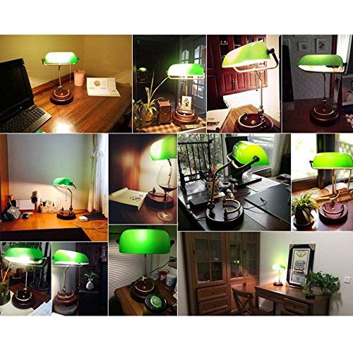 Table Desk Lamp American Style Simple Style Design, Administrative Banker's Lamp, Glass Shadow Antique Brass Led Table Lights #TOP4