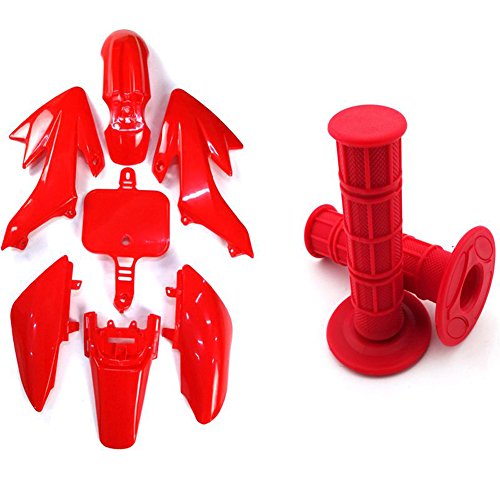 TC-Motor Red Throttle Handle Grips + Plastic Fender Fairing Kits For Honda Pit Dirt Bike XR50 CRF50 Chinese SSR Thumpstar GPX Stomp