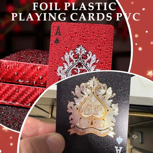 2 Paare Wasserfest Spielkarten, Rot und Schwarz, 55 Plastikspielkarten, Rose Poker, geeignet für Kartenspiele für Erwachsene wie Blackjack, Texas Hold'em, Bridge usw – Bild 6