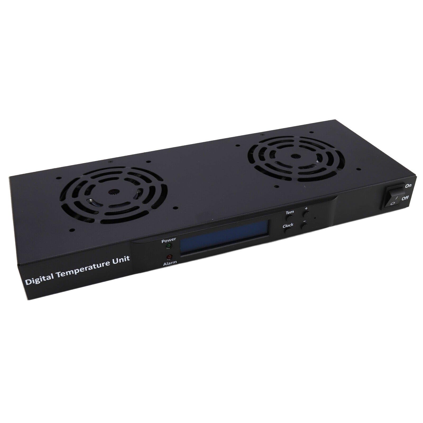 kenable Thermostat numérique 2 voies pour ventilateur de refroidissement 19" 1U avec écran LCD Noir Câble de 1,8 m