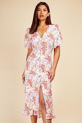 Floral Button Detail Midi Dress, 16 Multi - Image 4