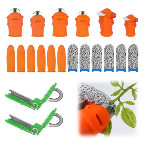 12 Pcs Finger Knife Thumb Knife with Anti-Cutting Garden Silicone Finger Protector for Trim Vegetable Gardening and Kitchen Help Present for Gardeners (Set B)