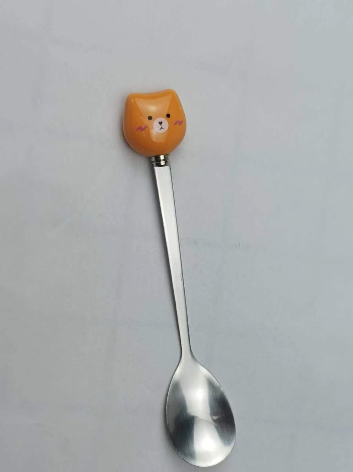 Silverware Flatware Set, 1/4/6/8pcs Cartoon Puppy Ceramic Handle Stainless Steel Tea Spoon Coffee Spoon Tableware(Orange,8Pcs)