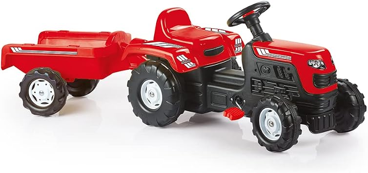 Dolu Ranchero Childrens Ride-On Tractor with Trailer, Pedal Tractor with Trailer for Toddlers from 3 Years, Ideal Toy for Indoor and Outdoor Red