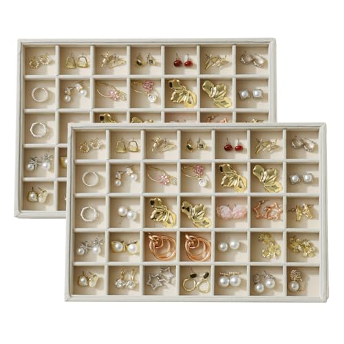 Image of Large Velvet Jewelry Tray Display Drawer Inserts 2 Pack