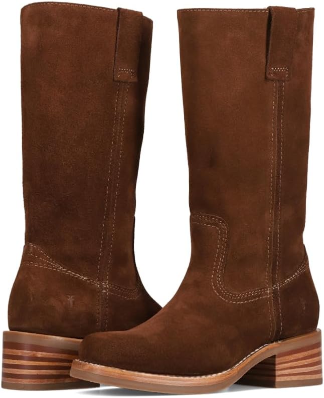 Frye Campus 12R Women's Boots - Slouchy Round Toe Boots - 1.8-Inch Heels & Cushioned Comfort - Everyday Versatility for Women - Mid-Calf Length - Quick on-and-off convenience - Suede Leather