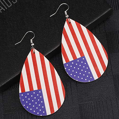 Aidsotou 12 Pairs American Flag Leather Earrings Set For Women Lightweight Faux Leather Teardrop Earring Usa 4Th Of July Jewelry(Independence Day Earring) #TOP6