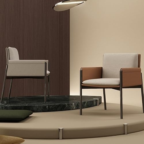 Miniatura 5 de Sillas de comedor, patas de metal silla de comedor para cocina, sala de estar, estilo moderno, sillas para comedor (marrón)