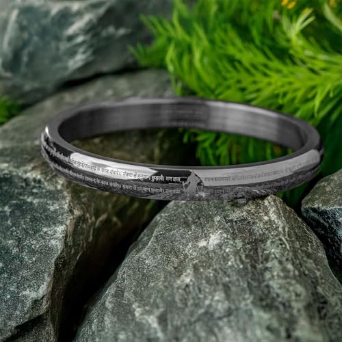Image of Mesmerize Men's Hanuman Chalisa 9-Verse Kada in a Round Curved Design | Durable Stainless Steel Spiritual Kada Bracelet | Waterproof, Hypoallergenic - 6 Months Warranty Included