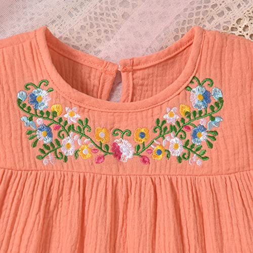 HINTINA Toddler Little Girl Mexican Ethnic Embroidery Floral Dress Sleeveless Sundress4