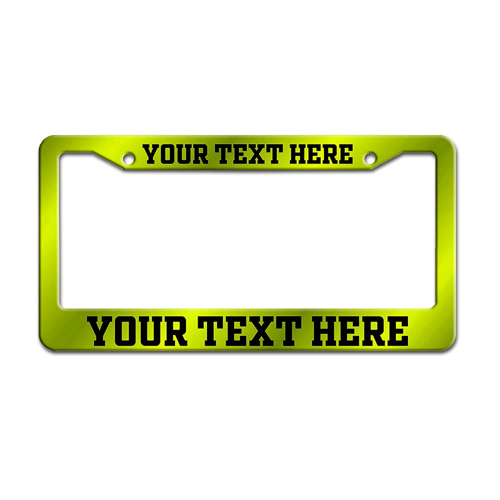 Custom License Plate Frames,Personalized Front License Plate Covers Holder,Design Metal Car Tag Sign for Men Women Family with 2 Holes Fluorescent Yellow Gradient 6.3x12.2 Inch