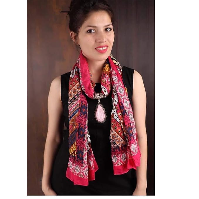 VKG Women & Girls Printed Pendant Necklace Scarf Hijab Stall Wrap Muffler (Multicolor5) 1