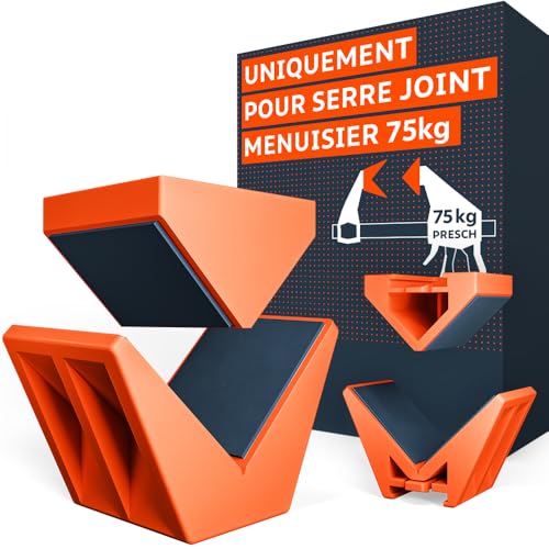 Presch Adaptateur d'angle 2 pcs - Convient aux serre-joint Presch avec force de serrage 75 kg - Mâchoires d'angle pour fixations à 90° - Performance durable grâce à...