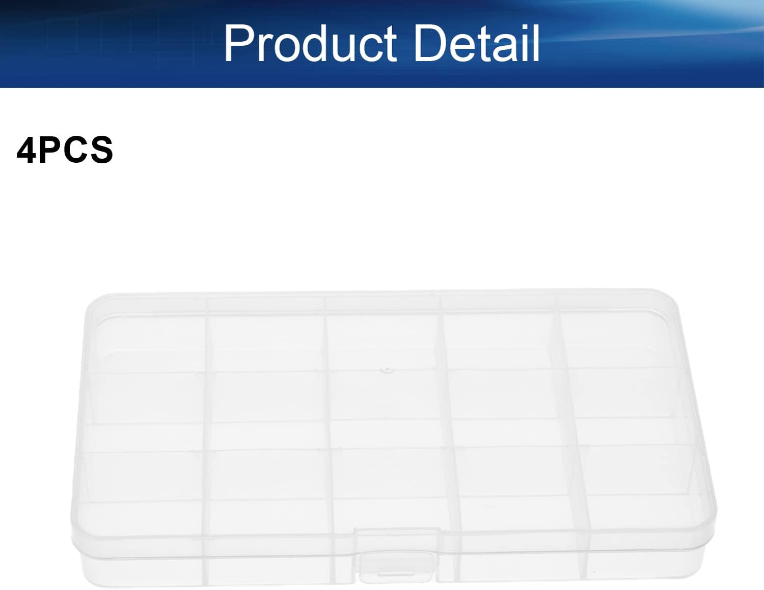 Component Storage Box - PP Fixed 15 Grids Single Buckles Electronic Component Containers Tool Boxes Clear White 6.89"x3.94"x0.87" 4pcs