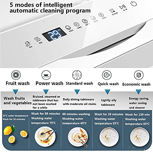 Kitchenmini Vaatwasser Tafelblad Portable Home Vrijstaande Vaatwasser Energiezuinig, Touch The Button 360 Graden En Spray 72 °; Sterilisatie Op Hoge Temperatuur Voor 4-6 Personen praktisch - Afbeelding 4
