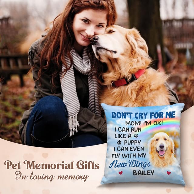 Pawfect House Personalized Dog Pillow (Insert Included) Don't cry for me ... Dog Memorial Gifts for Loss of Dog Sympathy Gift, Pet Memorial Gifts, Pet Loss Gifts, Dog Remembrance Gift