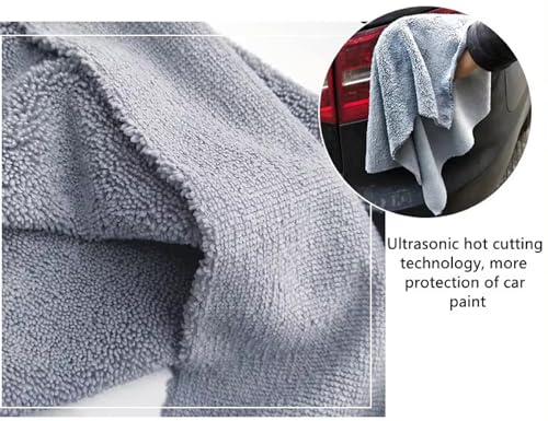 Image of 340 GSM Microfiber Cloth for Car - Edgless & Dual Sided Microfiber Cleaning Cloth - Lint & Streak Free Car Cloth - Multipurpose Car Wash Cloth for Interior & Exterior - 4pc, 40x40 cm- Grey