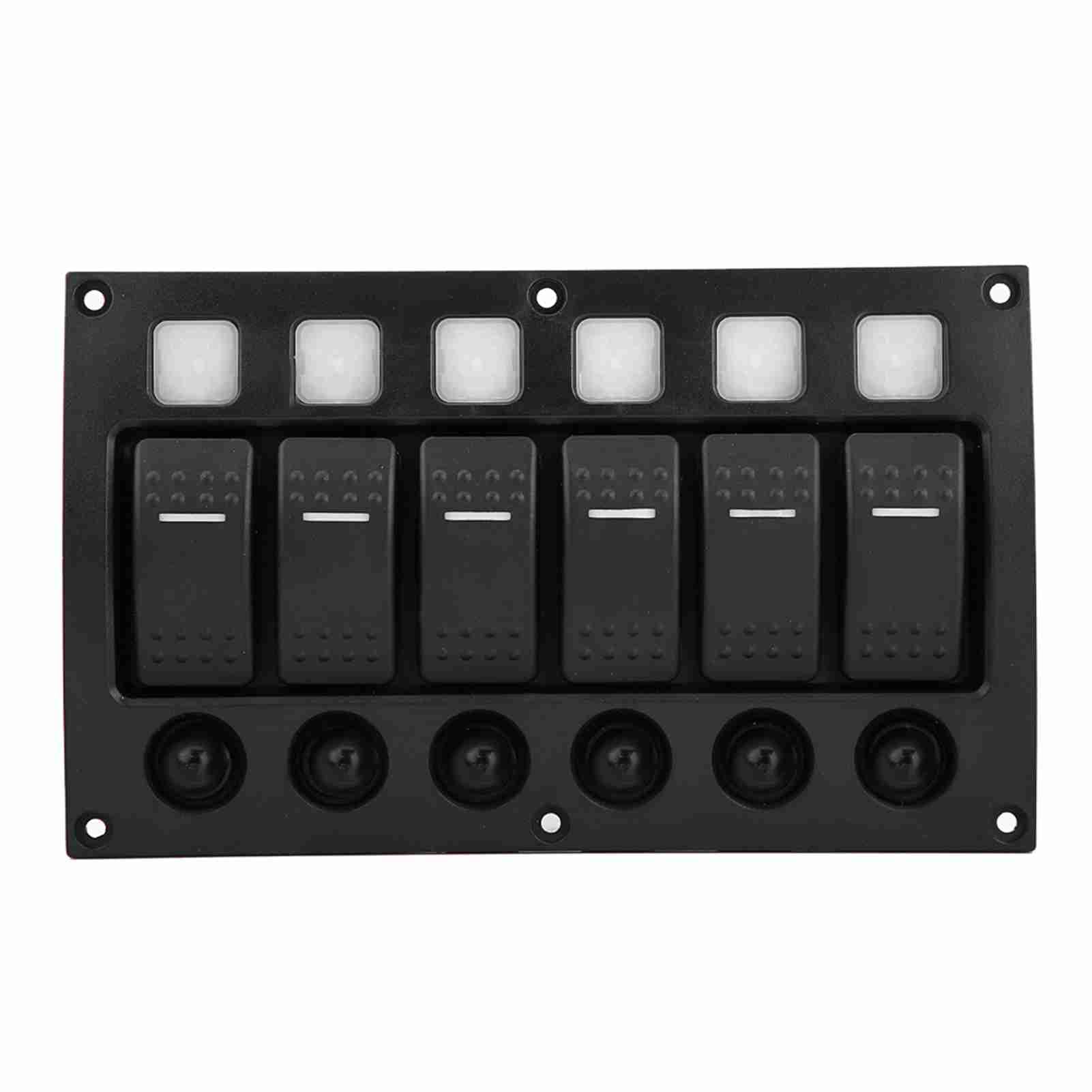 Panel przełączników dwupozycyjnych 6P Wodoodporny wskaźnik LED Przerywacz wł. Wył. Panel przełączników dwupozycyjnych do łodzi samochodowej RV Yacht Truck Uniwersalny czarny ABS
