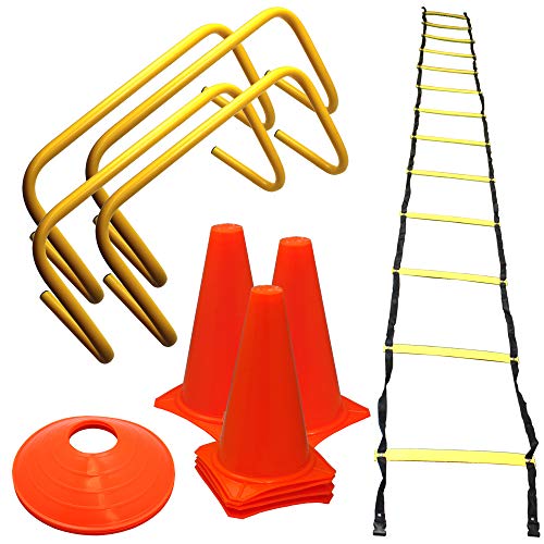 Bluedot Trading Speed & Agility Exercise Training Kit, Including Hurdlers, Ladder, 9 inch Cones, Disc Marker Cones